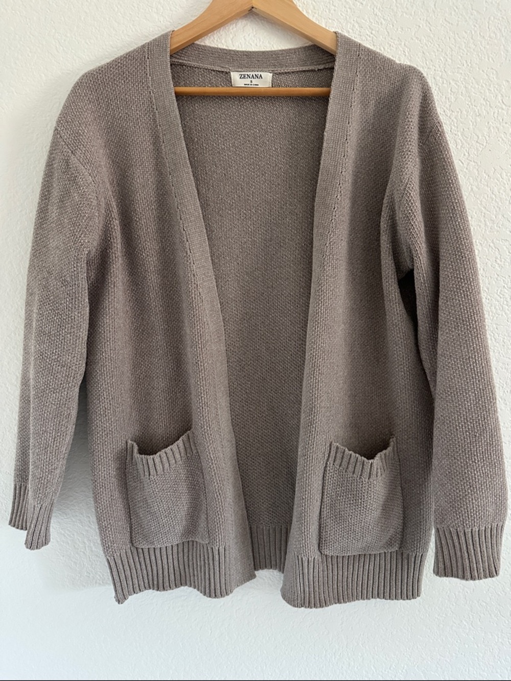 Zenana Outfitters - Oversized Taupe Open-Front Chenille Cardigan